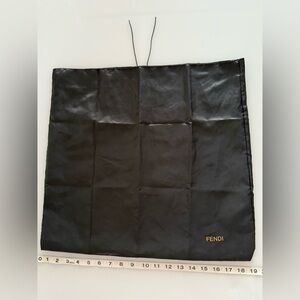 Authentic FENDI Black Dust Cover Bag Pouch 19" X 18" Gold Logo Built-in Tie